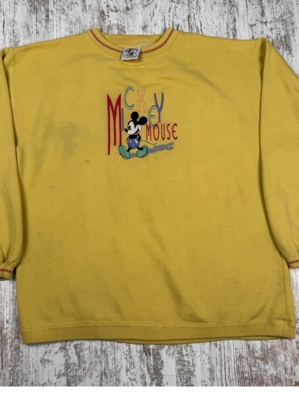 Disney Yellow Mickey Mouse Embroidered Kids Sweatshirt